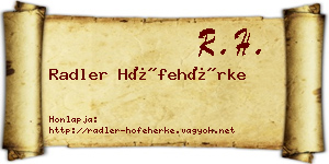 Radler Hófehérke névjegykártya